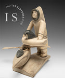 VINTAGE 10" Eskimo & Kayak by Romeo Eekerkik *New Mukluks for Mama*