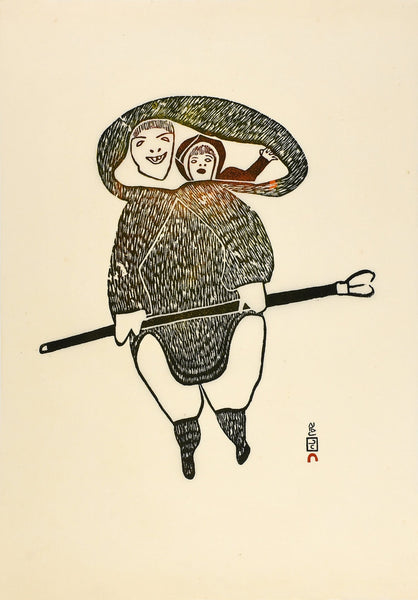 2021 Special Release Print by PITSEOLAK ASHOONA *Fisherwoman 1967*Recreated by L Qiatsuk