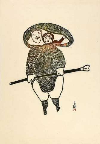2021 Special Release Print by PITSEOLAK ASHOONA *Fisherwoman 1967*Recreated by L Qiatsuk