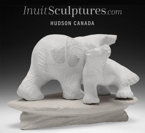 RESERVED** 9” Mother Bear & Cub by Esau Kripanik *Musical Chairs*