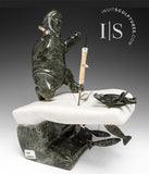 10" Eskimo Fisherman on Ice by Henry Ainalik *Waiting With Baited Breath*