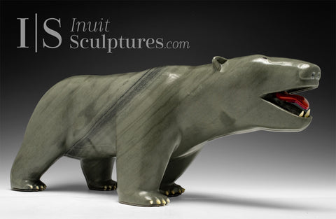 18" Walking Bear with Red Tongue by Jimmy Iqaluq *Storm*