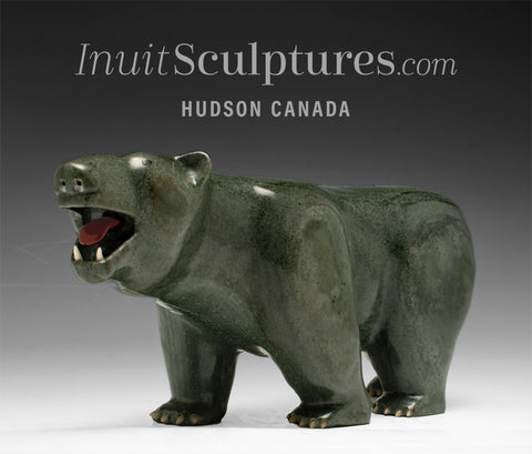 Final Piece 12" Walking Bear wth Red Tongue by Jimmy Iqaluq *Commander* Canada's Top Master Carver