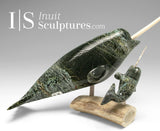 13" Narwhals Mother and Calf by Isaaci Oqutaq *Bonded Pair*