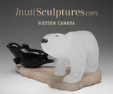 8" Young Polar Bear & Seal by Peter K. *Night Watch*