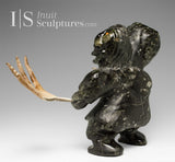 VINTAGE 12" Hunter and Child by Wayne Puqiqnak Gjoa Haven *Hunting Caribou*