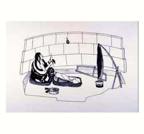 1985 AT THE WINDBREAK by Kananginak Pootoogook