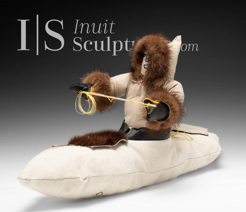 16" Inuk in Kayak Textile Art by Dianne K. *Flotilla*