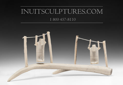 VINTAGE 9" Inuks on a Swing by Leo Irkok *Muscle Men*
