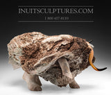 18" Muskox in Baleen Whale Bone by World Famous Manasie Akpaliapik