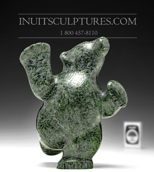 7" Dark Green Dancing Bear by Markoosie Papigatok