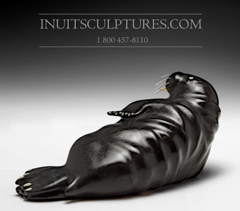 8" Basking Walrus by Famous Jimmy Iqaluq
