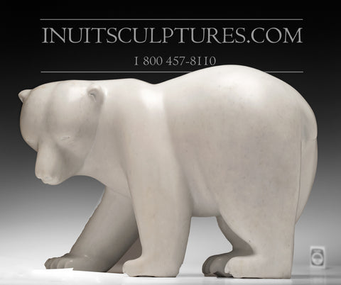 Masterpiece 330 lbs Black Walking Bear by Joe Jaw Ashoona