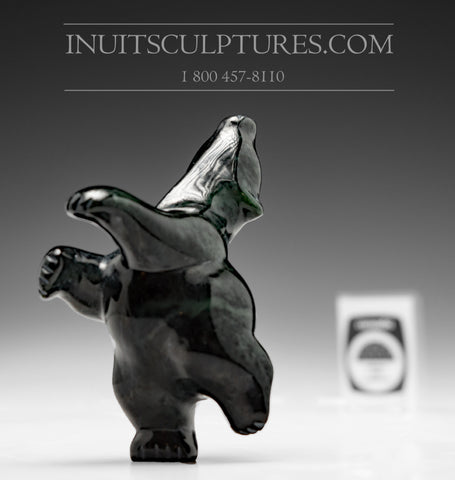 4" Black Arching Dancing Bear by Markoosie Papigatok